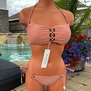 Beach Bunny Swimwear Convertible IRELAND Bandeau Top Sz XL & Skimpy Bottom Sz XS